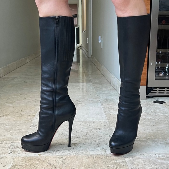 Christian Louboutin Black leather knee high  Bianca Botta 140 Boot size 39.5 IT - Picture 3 of 14